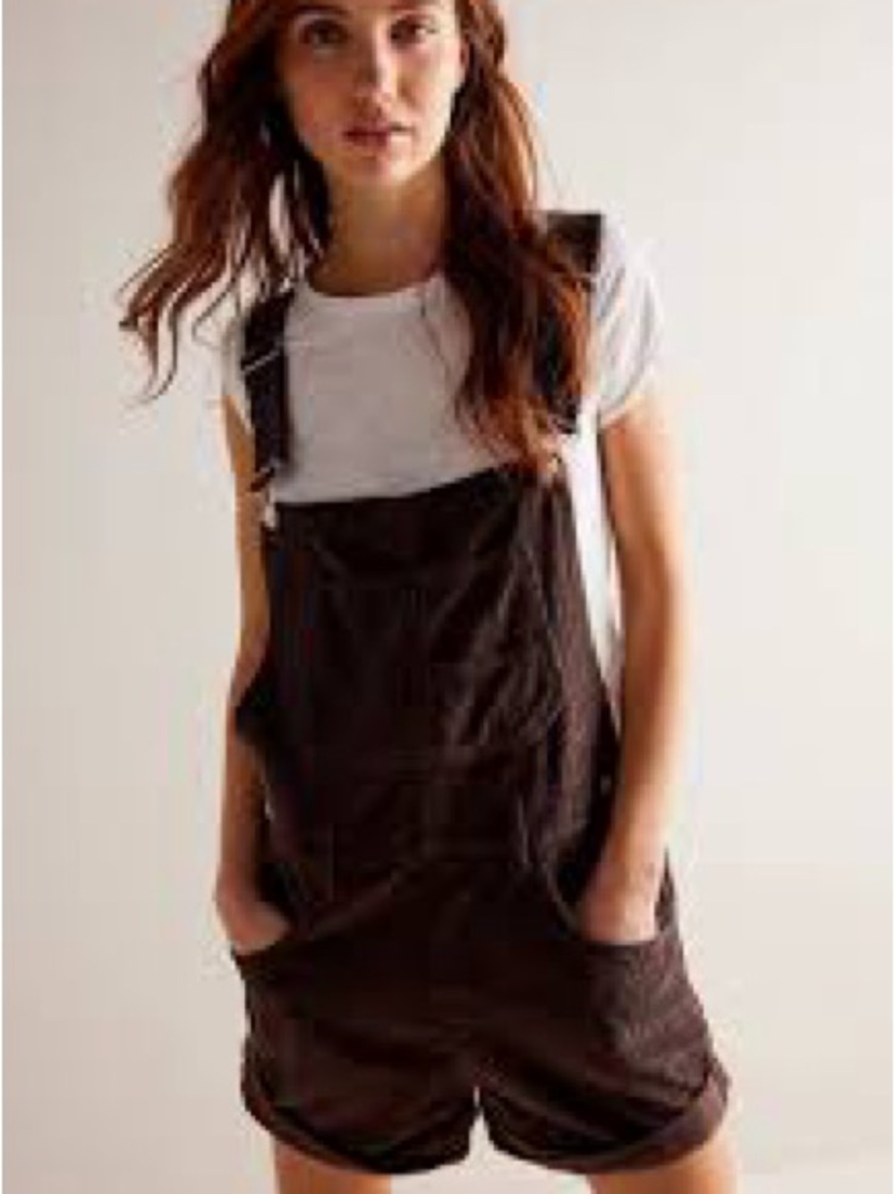 We The Free Dark Brown Corduroy Short Overalls